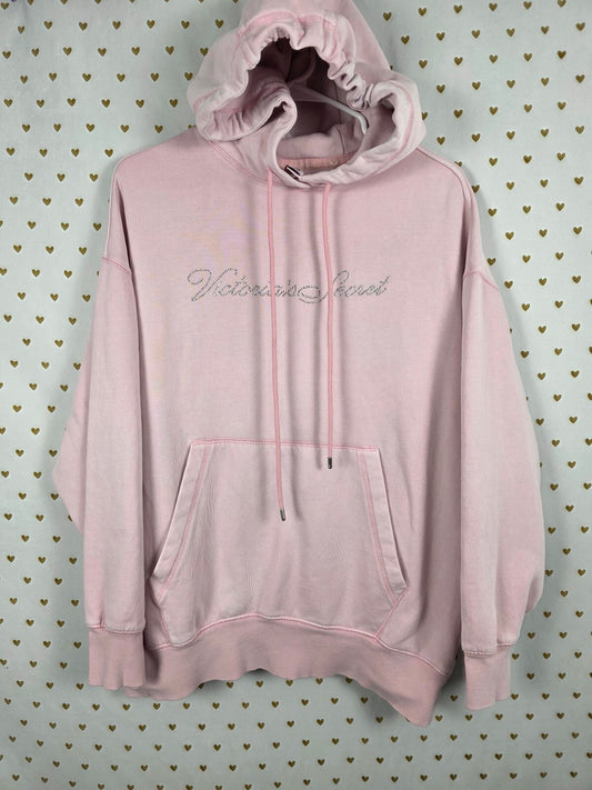 Victorias Secret Pink BLING Pullover Oversized Thick Hoodie Sweater Rhinestone