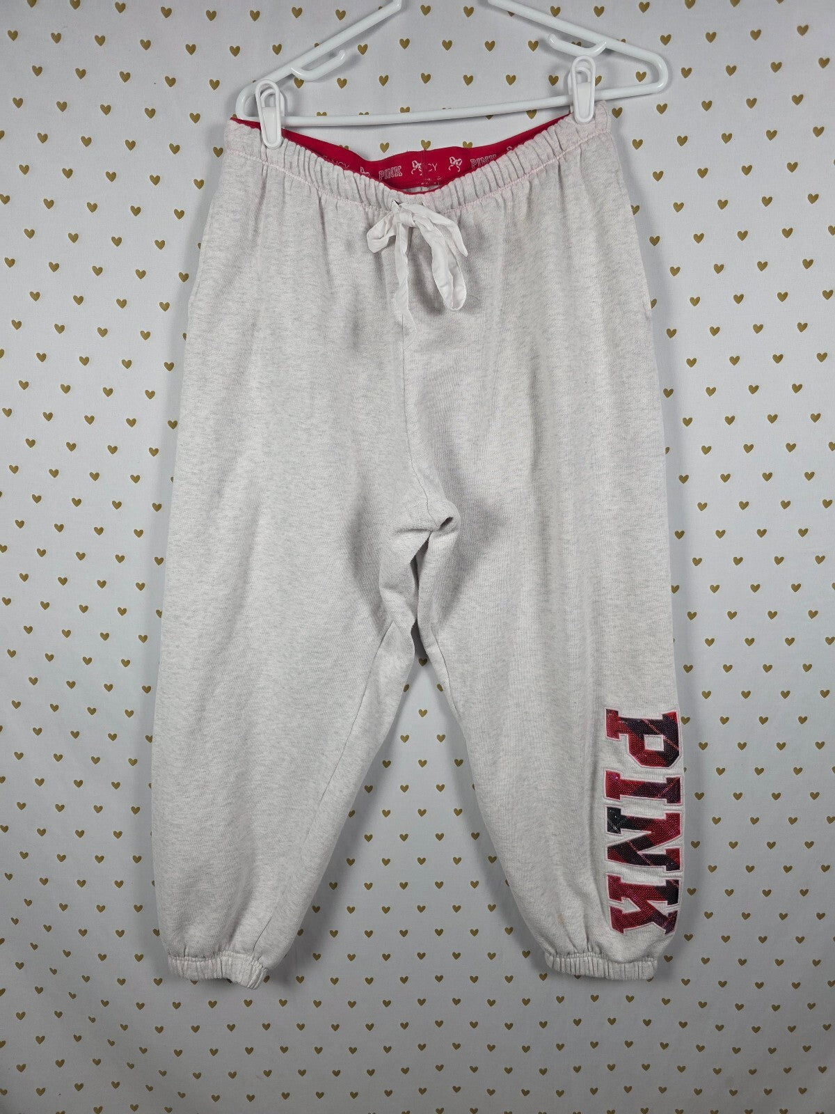 Victorias Secret PINK Loveshackfancy Campus Sweats Bling Logo  Grey Large