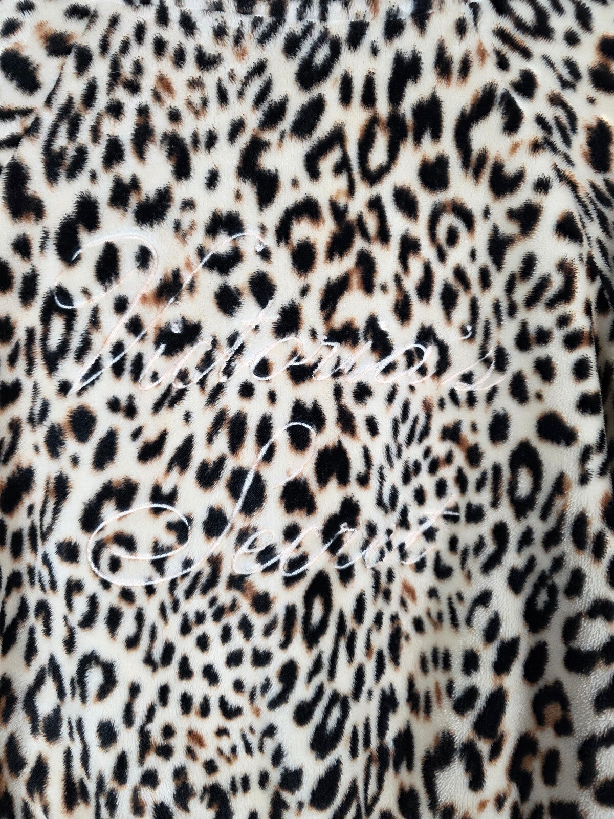 Victoria's Secret Leopard Plush Robe M/L VS Logo Back Belt Pockets Animal