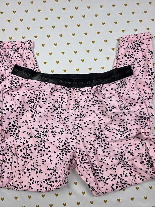 Victorias Secret Hearts Pink Sleep pants pajama bottoms PJ MEDIUM