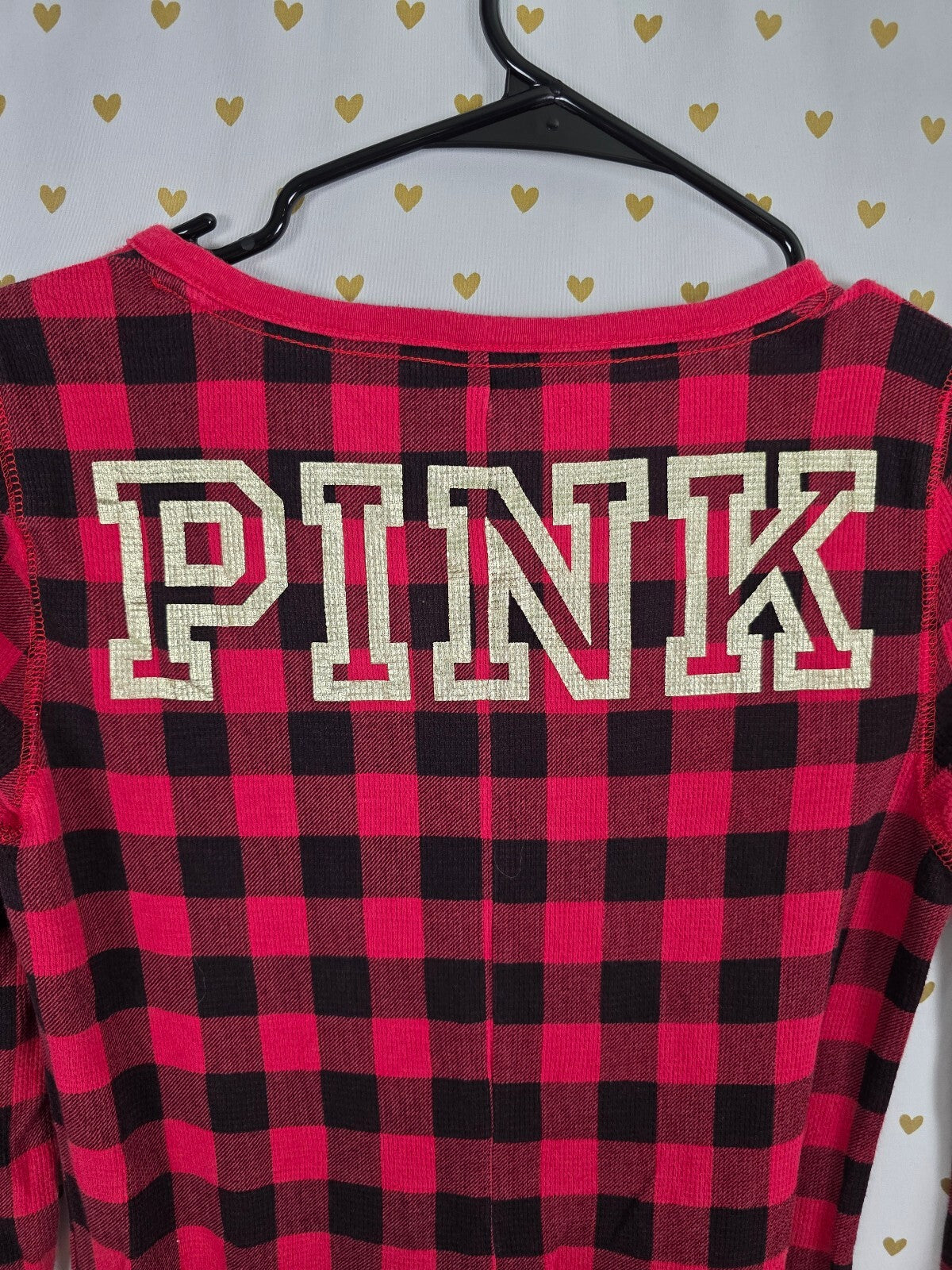 Victoria's Secret PINK Buffalo Plaid Thermal Flapjack One Piece Pajamas S
