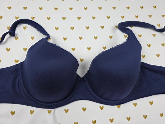 Victorias Secret Blue Lined Demi Balconette Bra 34D