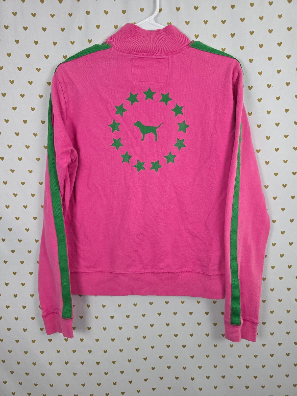 Vintage Victoria's Secret PINK 2005 Zip Jacket L Shining Pink Stars Y2K