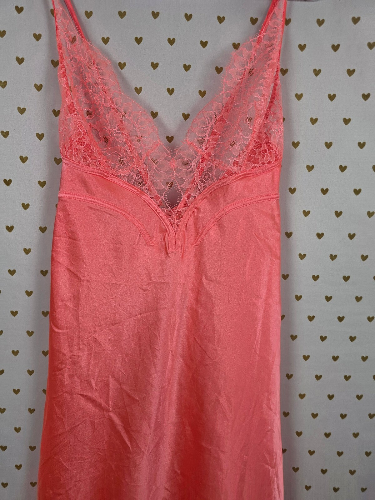 Victorias Secret Neon Satin Silky Nightie Lingerie Slip Dress Large Strappy