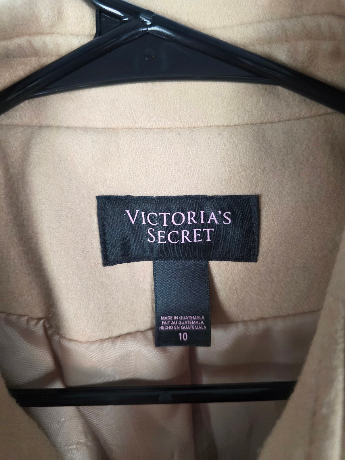 Victoria's Secret Camel Wool Blend Pea Coat Military Jacket Women's 10 Beige