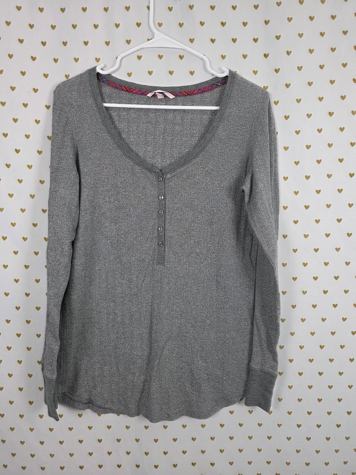 Victorias Secret Shimmer Thread Long sleeve Henley Shirt XL