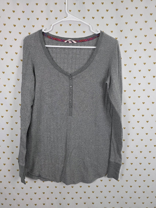Victorias Secret Shimmer Thread Long sleeve Henley Shirt XL