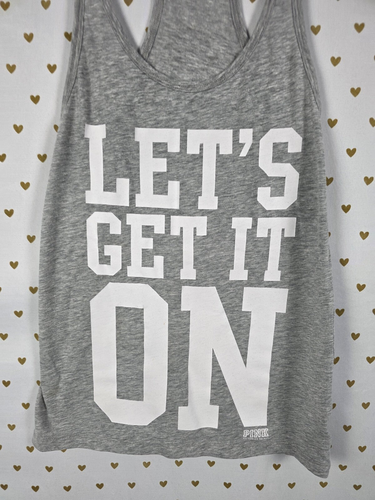 Victoria's Secret PINK Let's Get It On Gray Racerback Tank Top Size M