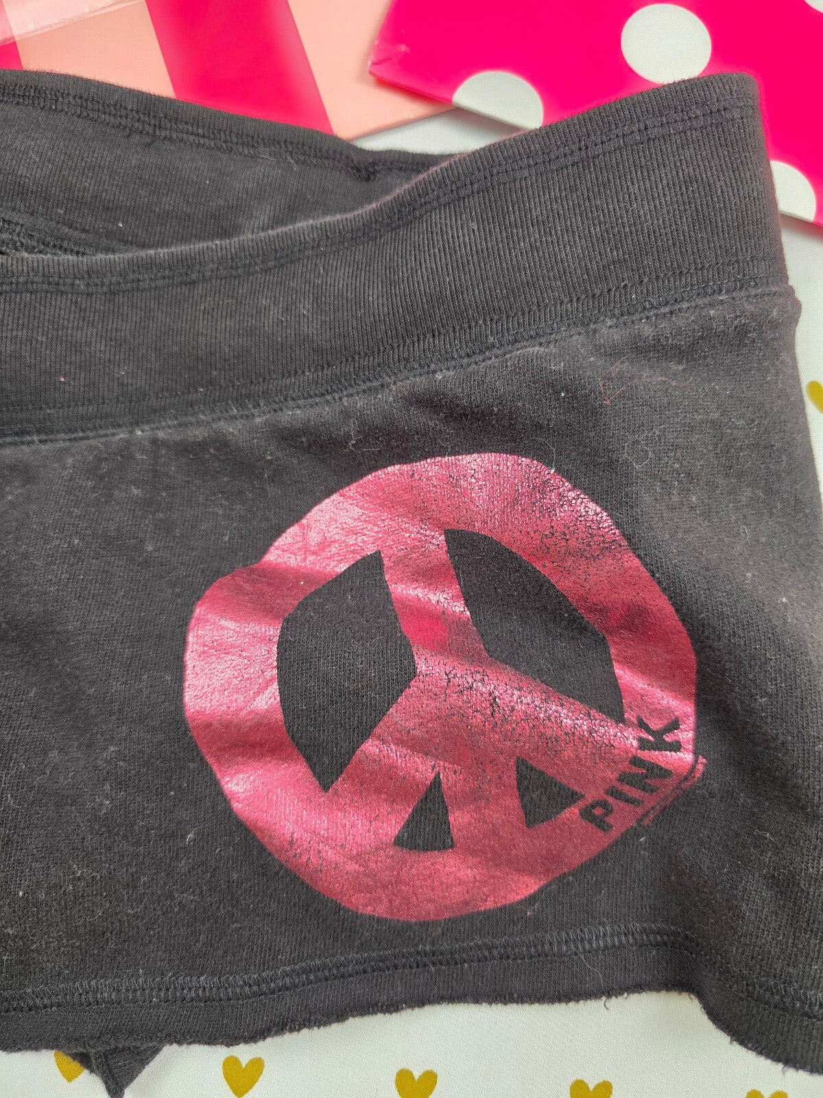 Victorias Secret PINK Vintage Y2k Peace Sweat Shorts Small