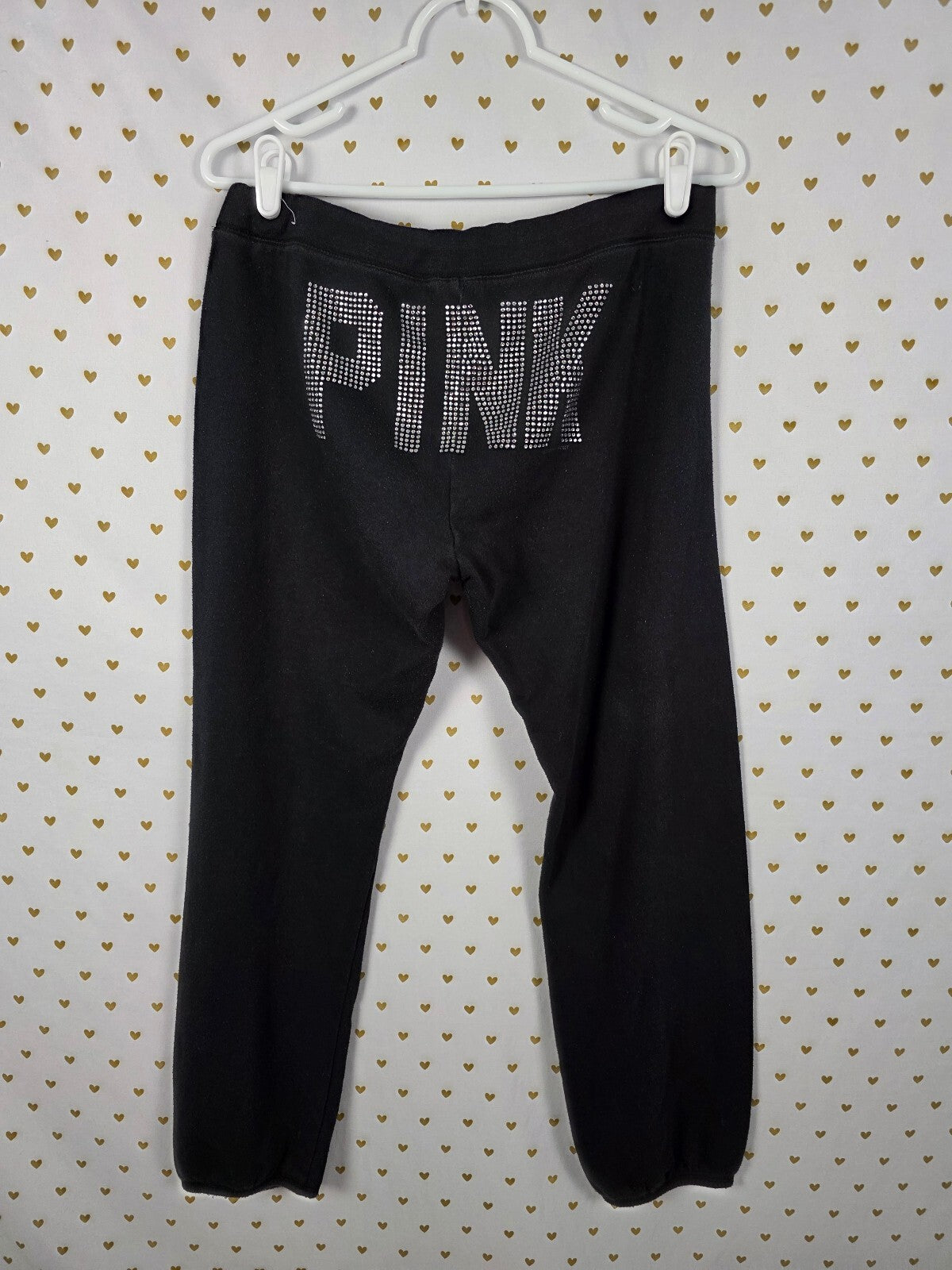 Victorias Secret PINK BLING Studded Logo Butt Vintage y2k Sweats Sweatpants MED