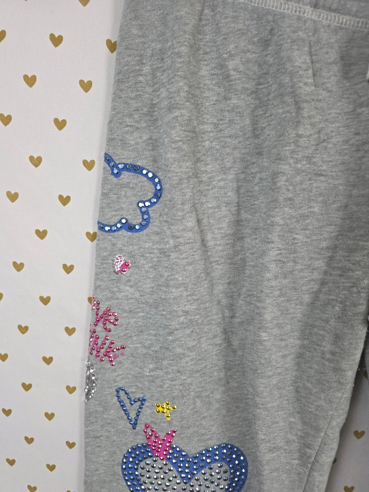 Vintage Victoria's Secret PINK Rhinestone Hearts Balloons Sweatpants S RARE