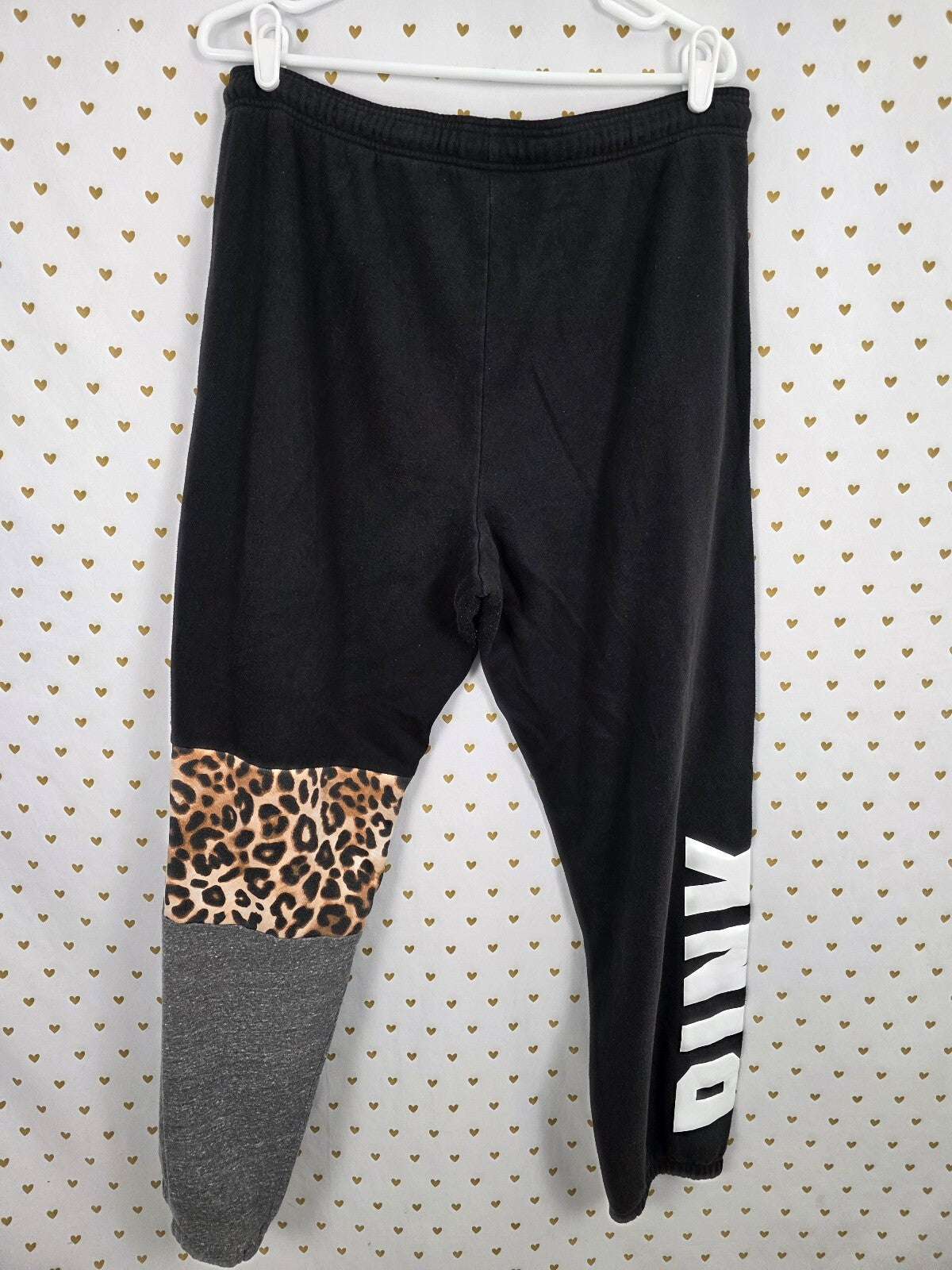 Victorias Secret PINK Leopard Stripe Cheetah Logo Sweats Sweatpants Medium