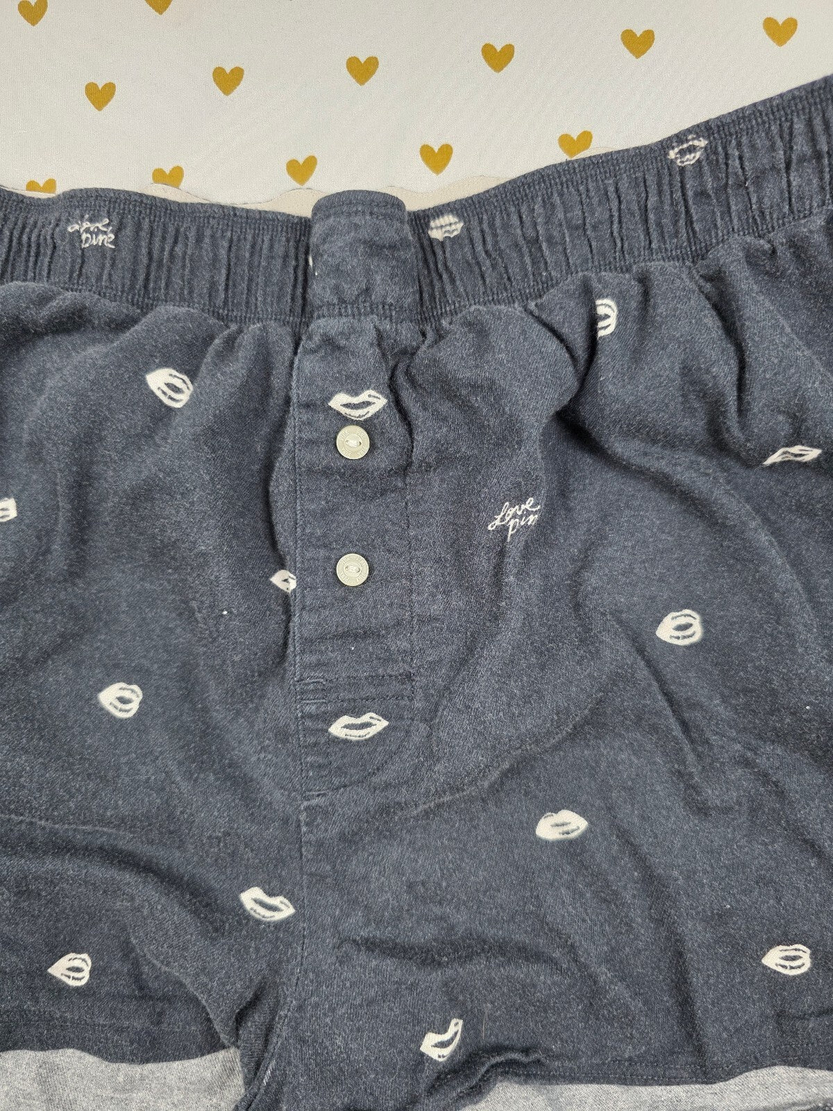 Victorias Secret PINK Lips Black MEDIUM  Sleep Shorts Boxers Pajama Bottoms