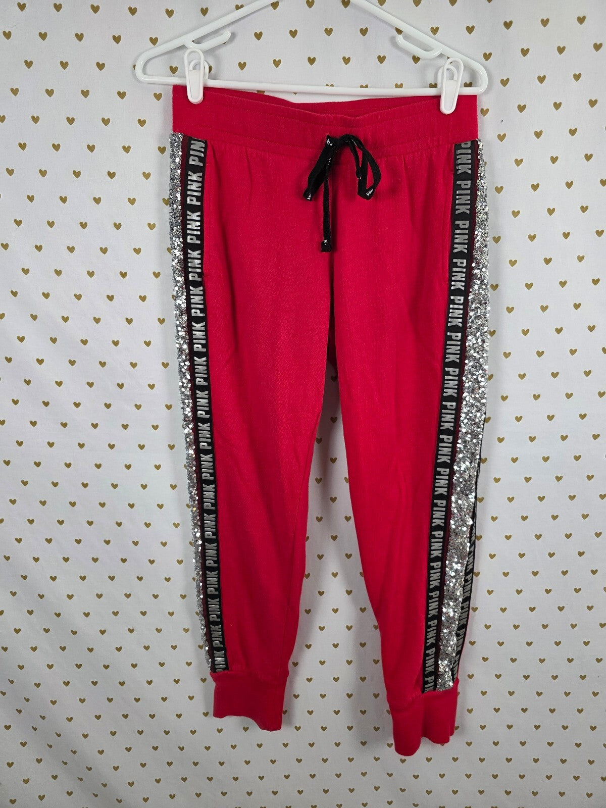 Victorias Secret Pink Red Mermaid Dog Bling Logo SET Hoodie Jacket Sweats XS SM