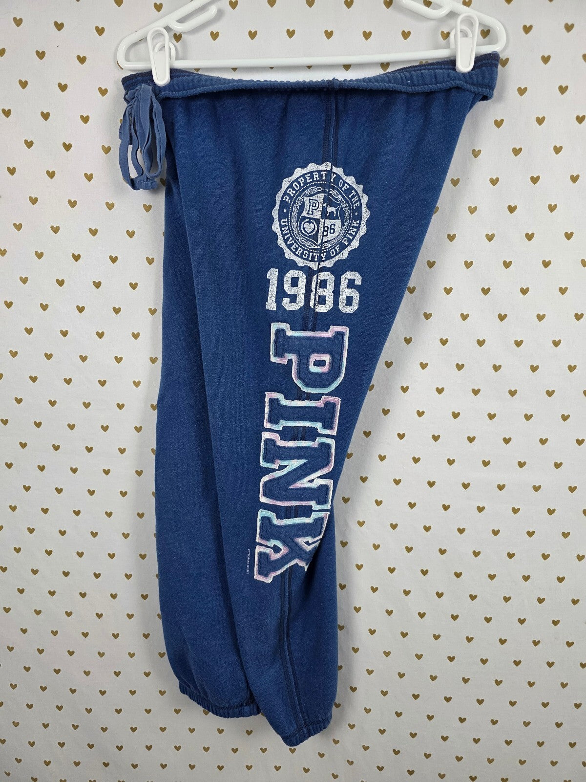 Victorias Secret PINK Blue XS Vintage Y2k University Embroidered Sweats