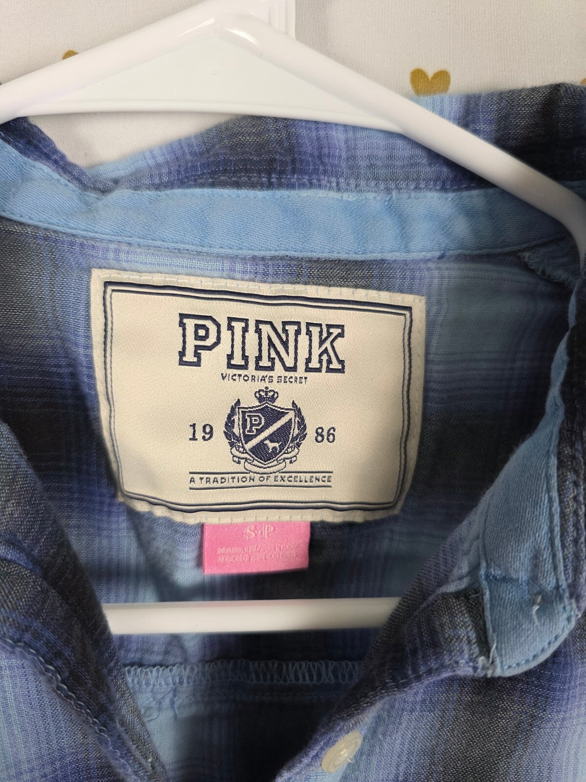 Victoria's Secret PINK Plaid Shirt Dress SP Blue Cotton Y2K 2009 Tunic Cotton