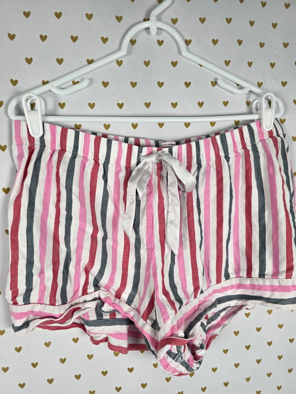 Victorias Secret Sleep SET 2pc Outfit Pajama Striped Shirt Shorts Large