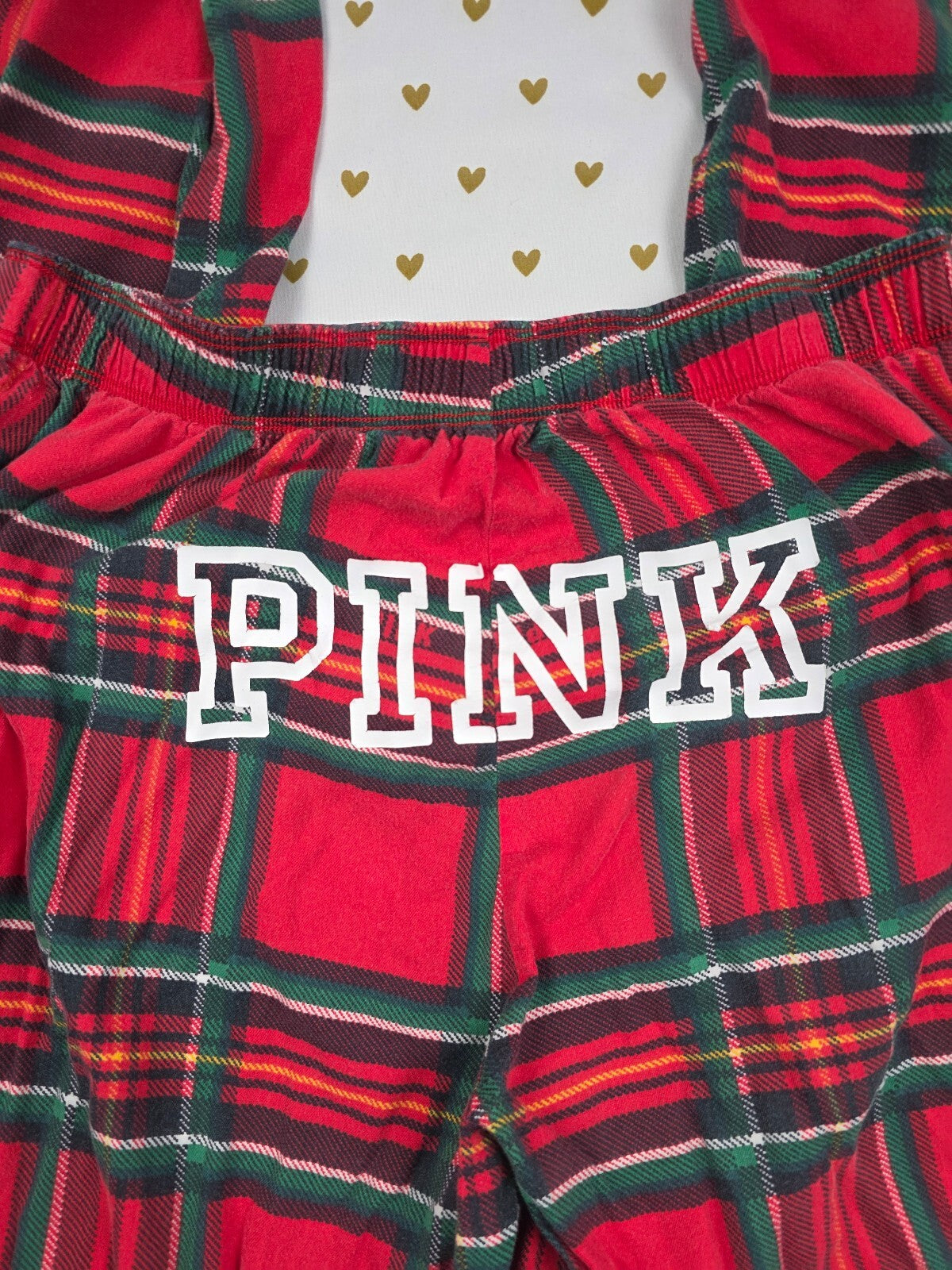 Victorias Secret Pink Plaid Logo BUtt Sleep Pants Pajama PJ Bottoms Sm