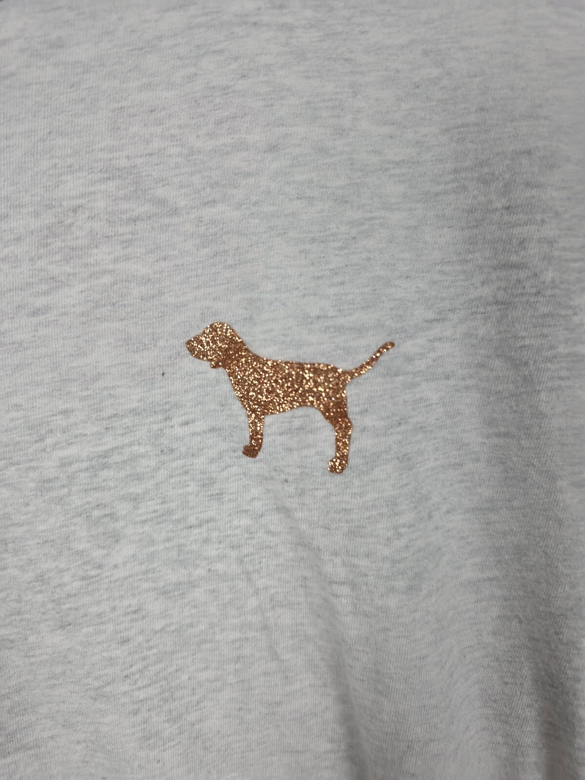 Victorias Secret PINK GOLD BLING Glitter Tee shirt Pocket LARGE