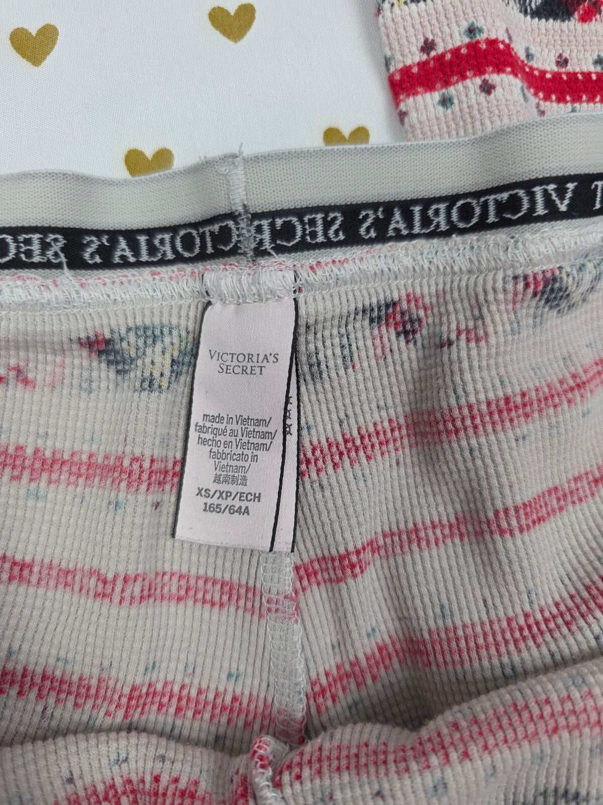 Victorias Secret Thermal Striped Red Sleep Pants Waffle Pajama Bottoms XS