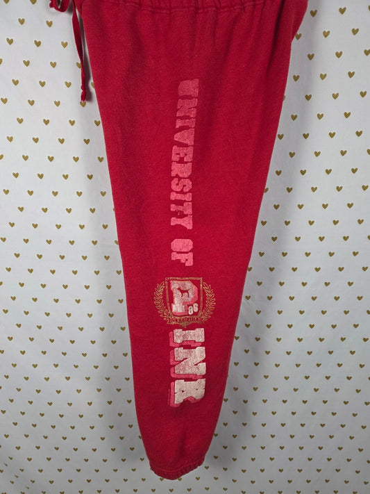 Victorias Secret PINK University Logo Sweats red Sweatpants XS Y2k