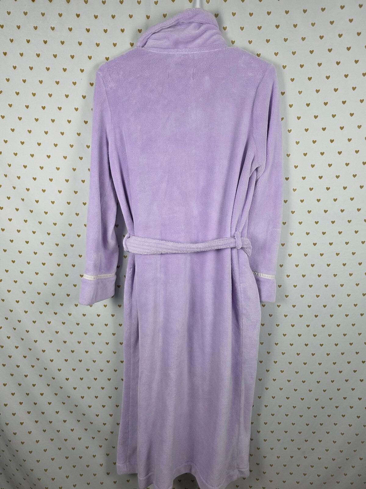 Victoria’s Secret Lavender Plush Long Robe Med Logo Trim Belted Pockets
