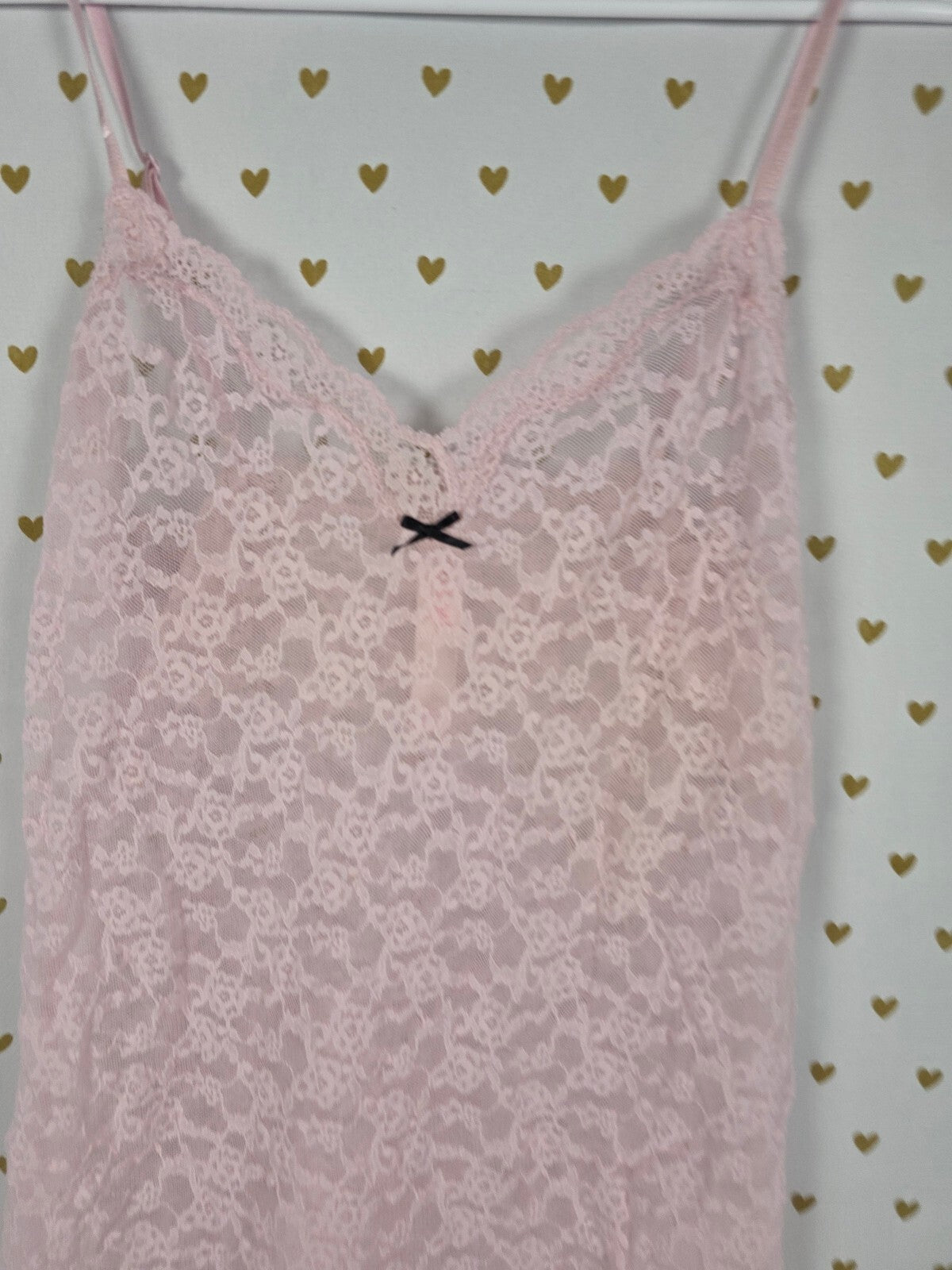 Victorias Secret Blush Pink Stretchy Lace Slip dress Sexy Bows Small