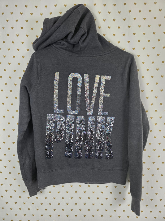 Victorias Secret Pink Gradient Bling Full Zip Hoodie Jacket Sequined Small
