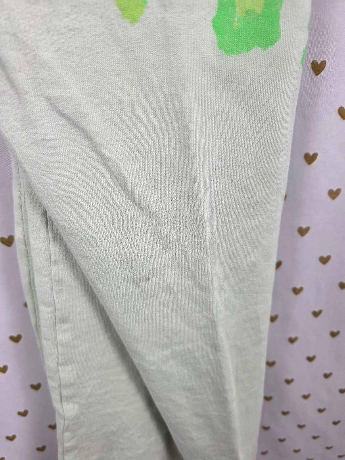 Victoria's Secret PINK LOVE PINK Pants M Neon Green Leopard Cheetah 2010 Y2K
