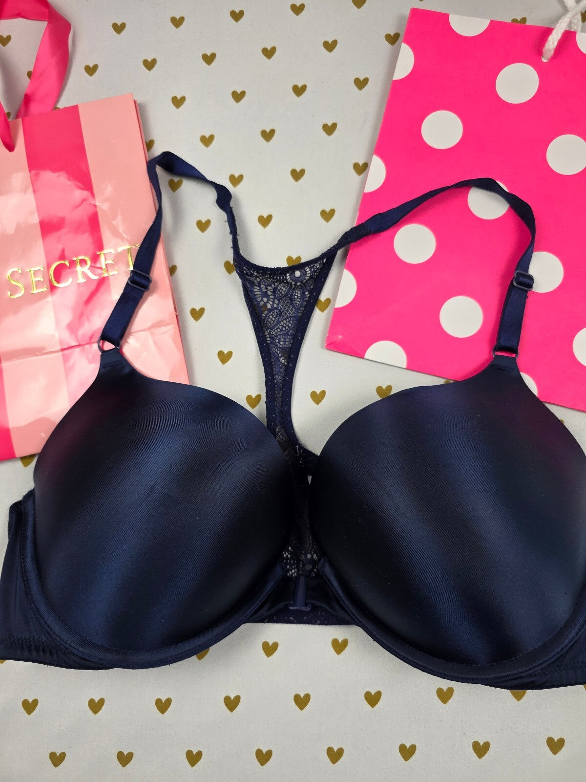 Victorias Secret Blue Front close racerback Bombshell + 2 sizes Push Up Bra 36C