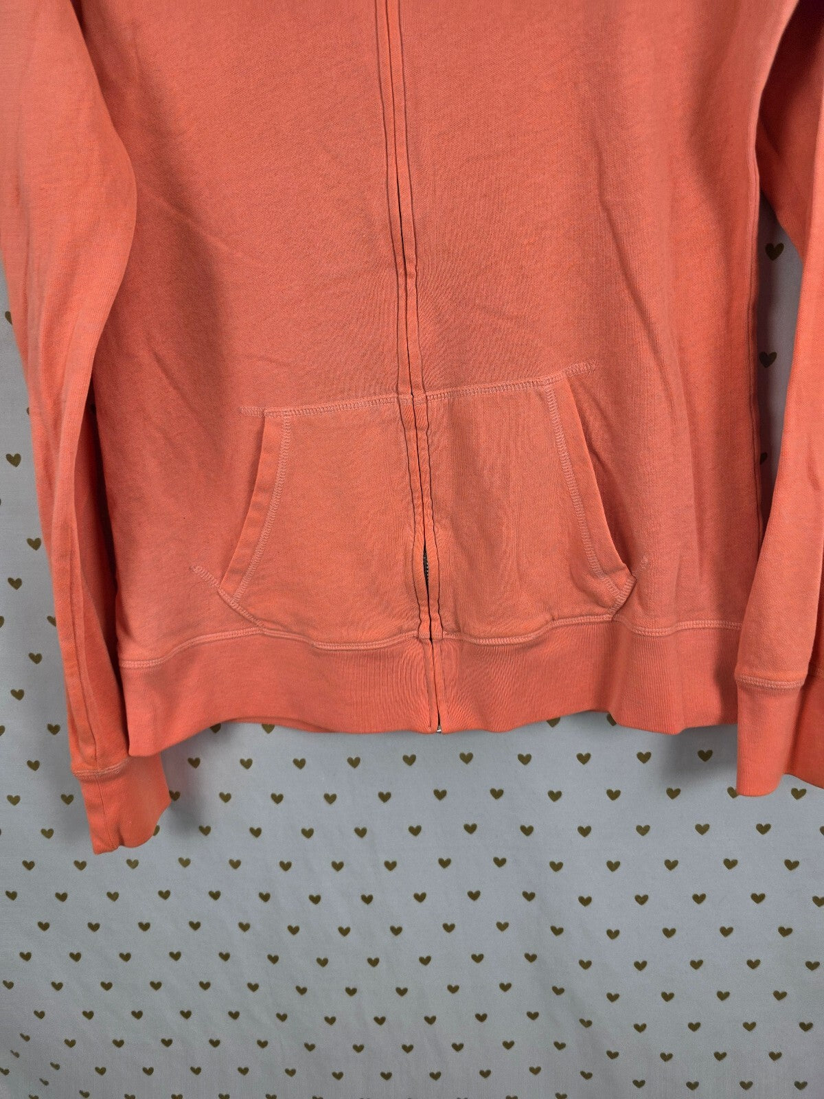 Victorias Secret Pink Orange Love Full Zip Hooded Jacket Logo Small