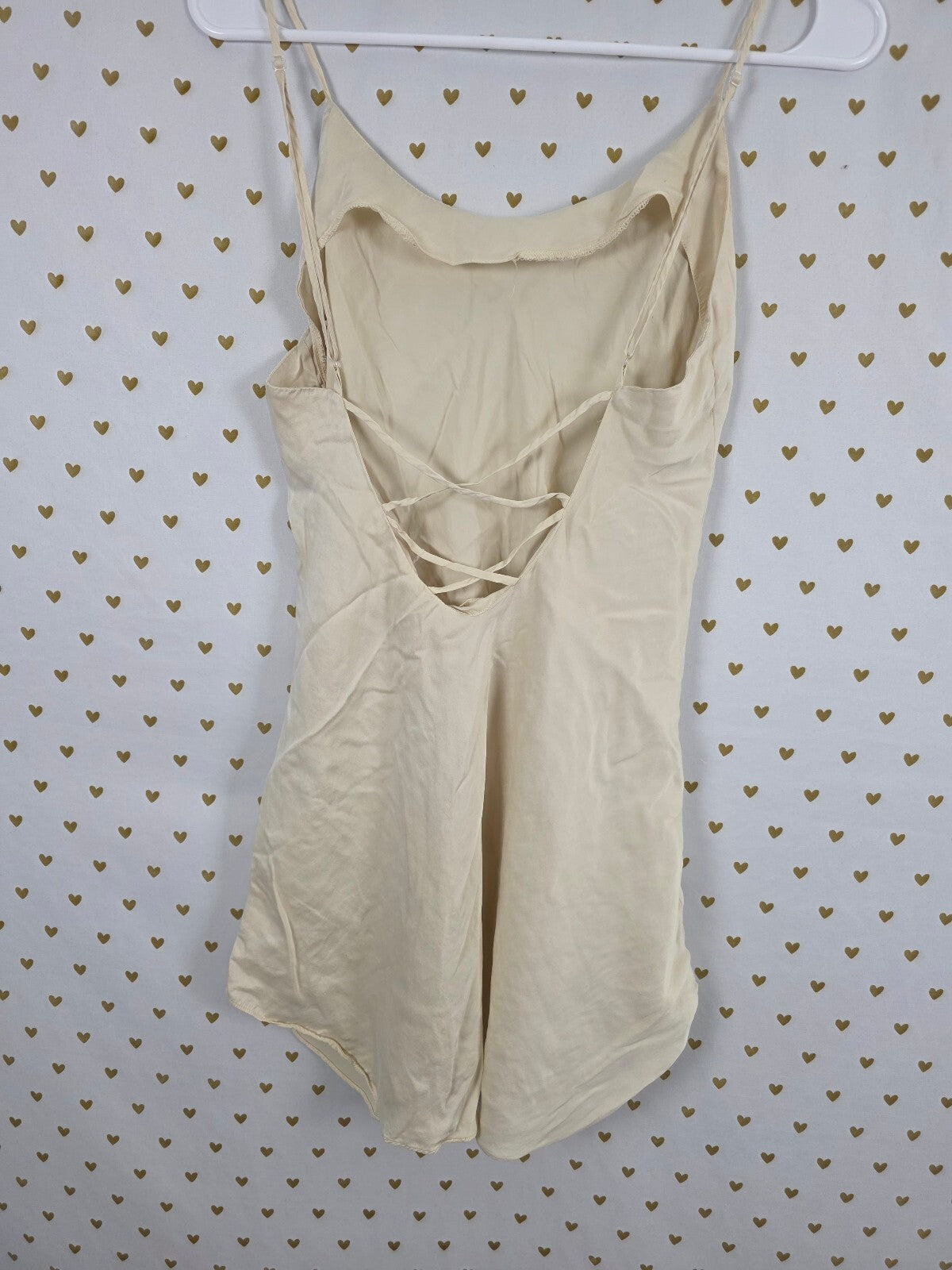 Victorias Secret Vintage Gold Label 100% SILK Cross Back Slip Dress Small