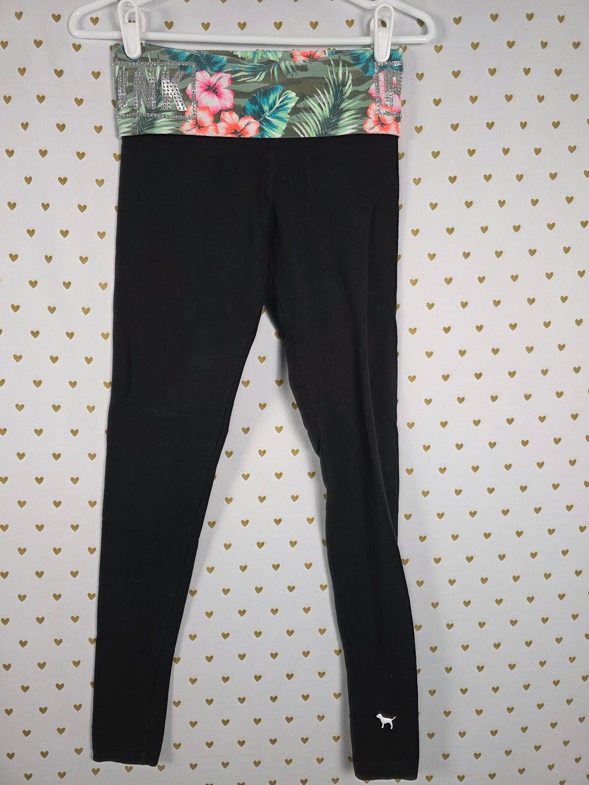 Victorias Secret Pink Hawaiian Sweater FOLDOVER Yoga Pants SET Bling XS Crew