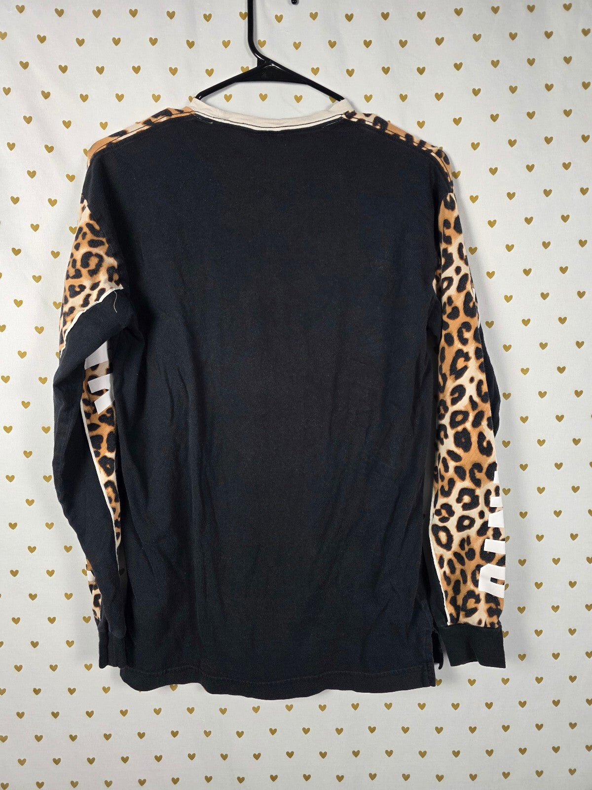 Victorias Secret PINK Leopard Cheetah Long Sleeve Logo Tee Shirt XS Flawed