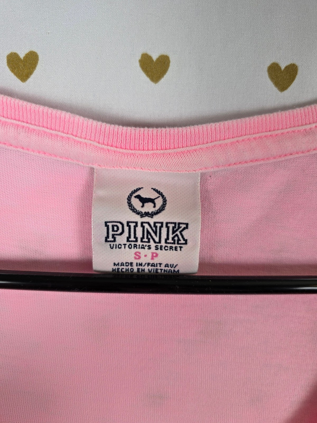 Victorias Secret PINK Vintage Dream Heart More Y2k Tee Shirt Glitter Small