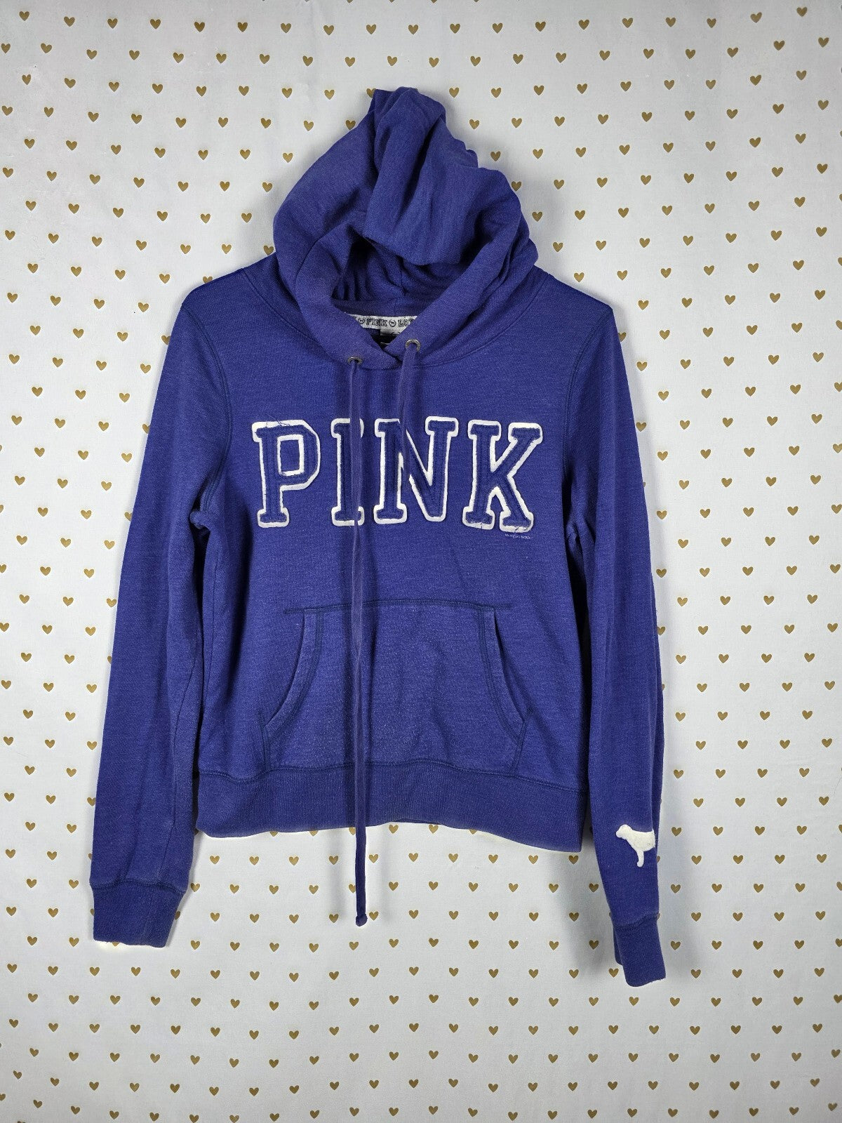 Victorias Secret Pink Full Zip Hooded Embroidered Jacket Small Vintage Y2k