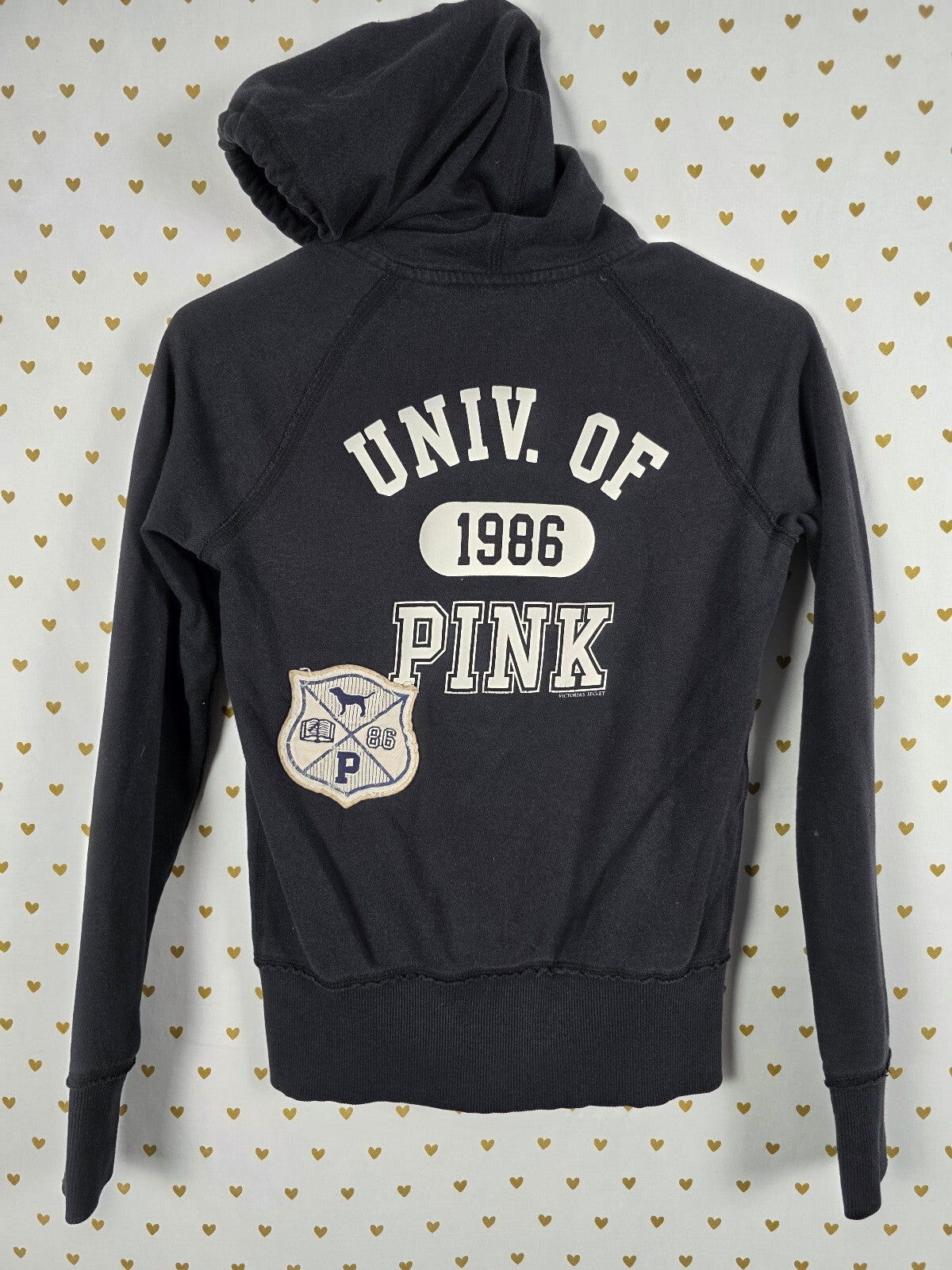 Victorias Secret Pink UNIVERSITY Hoodie Jacket Embroidered Full Zip Vintage y2k