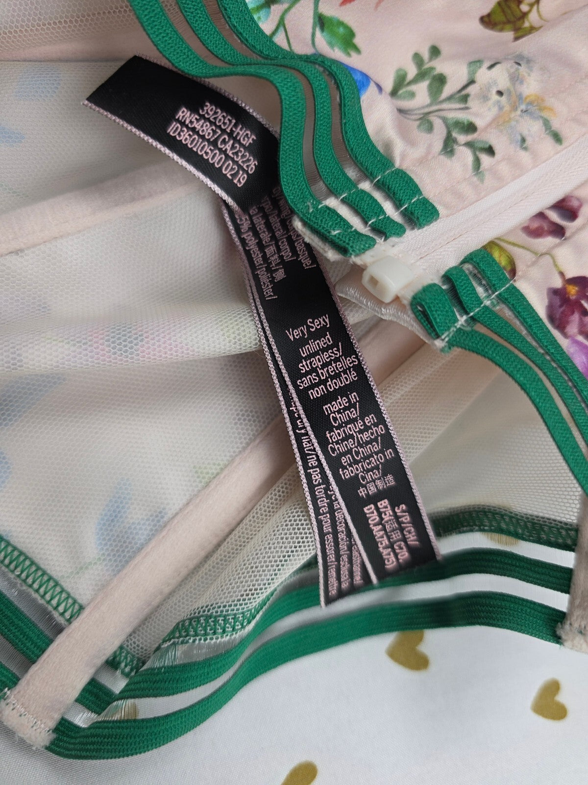 Victoria's Secret Very Sexy Unlined Floral Satin Longline Bustier Bra Pink Green