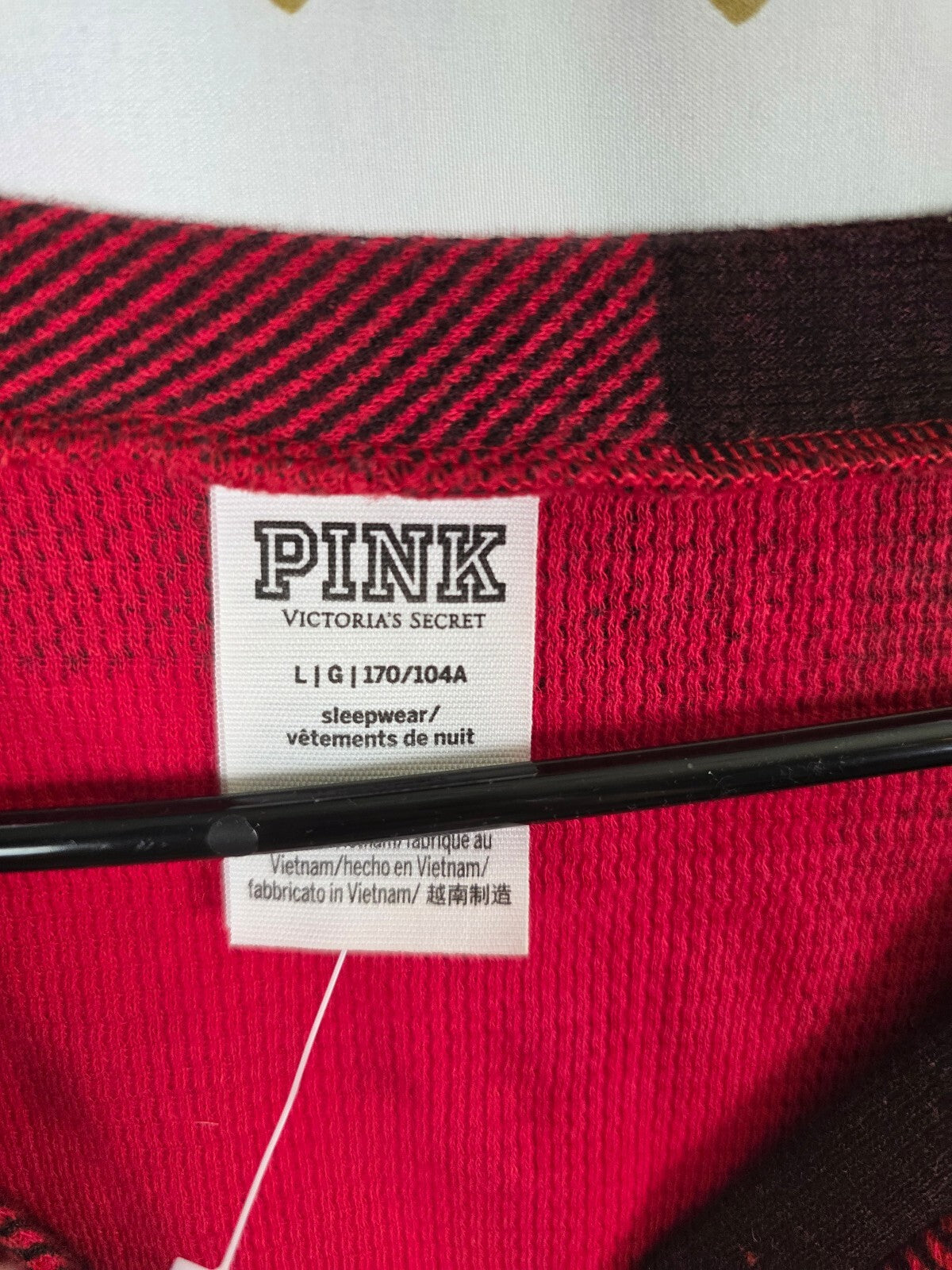 Victorias Secret Buffalo Plaid PINK Checkered Sleep Romper Logo Back Outfit L