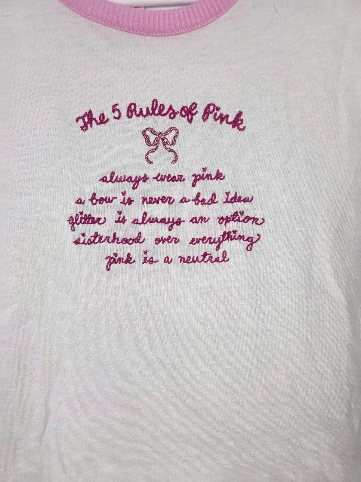 Victorias Secret PINK Loveshackfancy Rules of Pink Baby Tee shirt Large