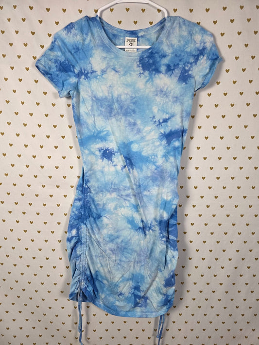 Victorias Secret PINK Tye Dye Cinched Tee Shirt Dress Blue XS