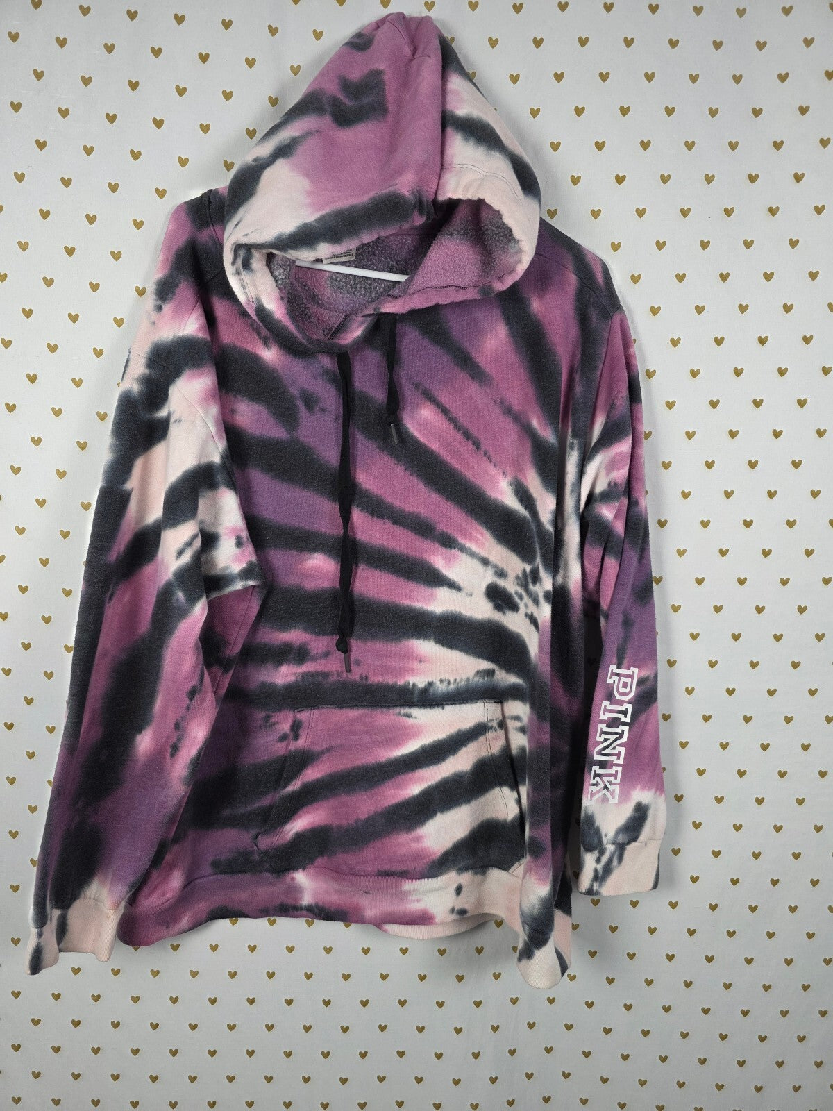 Victorias Secret Pink Tye Dye Pullover Hoodie Sweater Logo xl