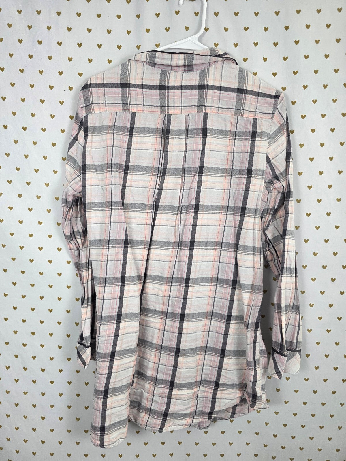 Victorias Secret Plaid Button Front Sleep Shirt Dress Nightgown Large