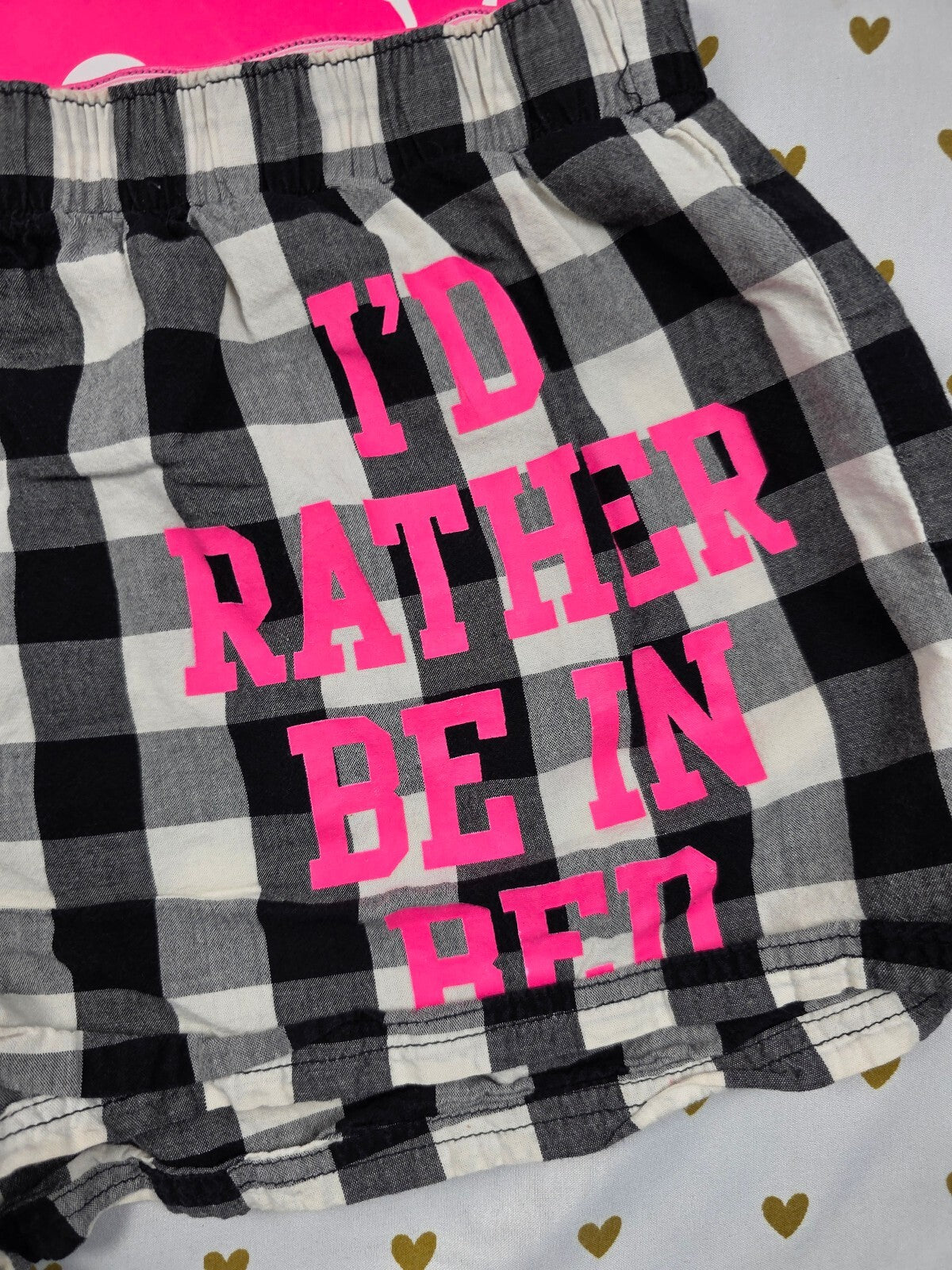 Victorias Secret PINK RATHER Be In BED Sleep Shorts Boxers Buffalo Plaid Small