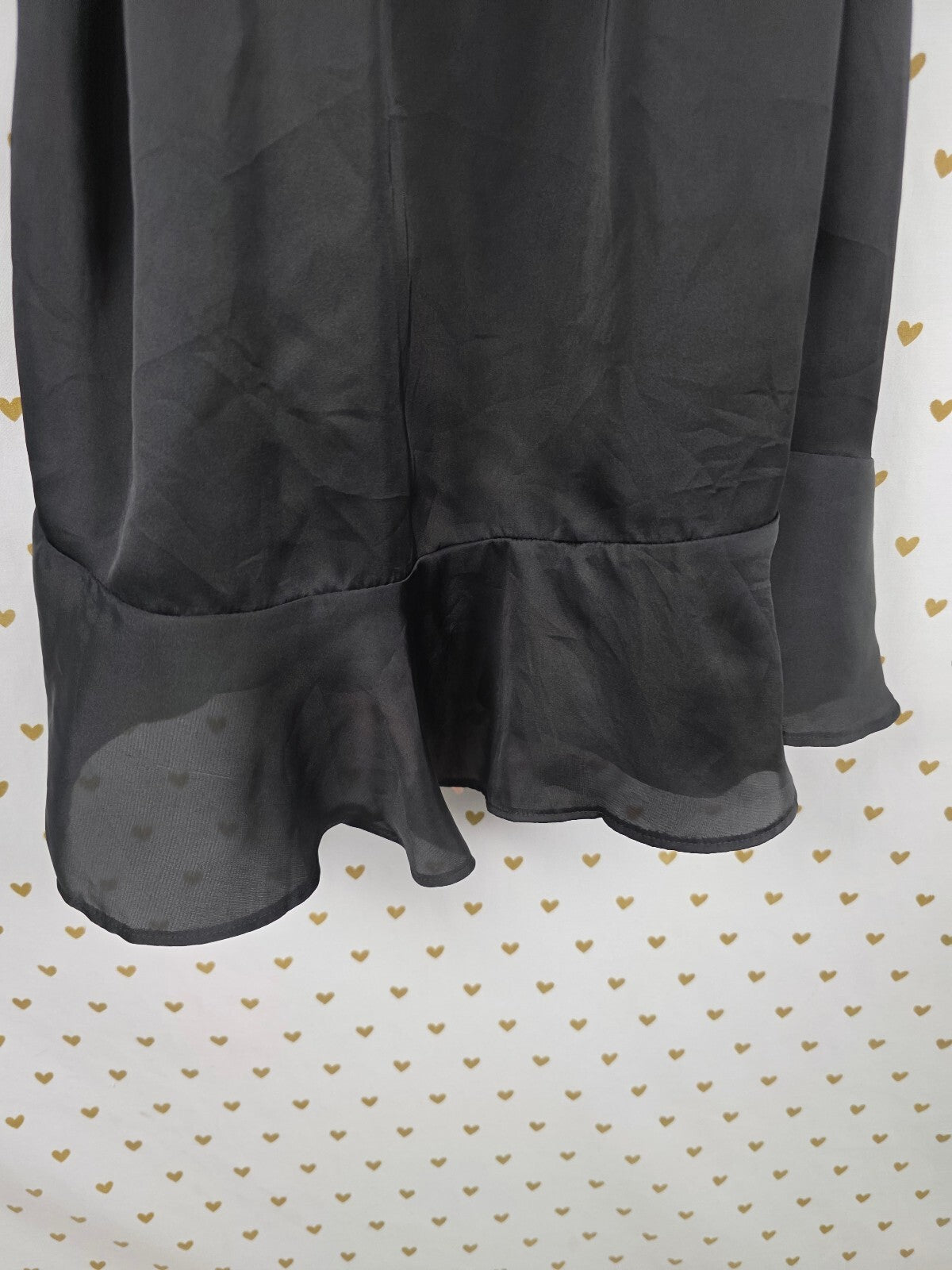 Victorias Secret  Black Ruffled Flutter Flowy XS SMALL Satin Silky Robe