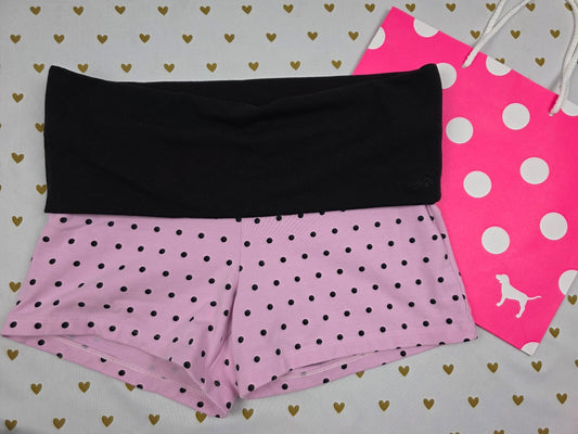 Victorias Secret PINK x Frankies Bikinis Polka Dot Foldover Yoga Shorts Cotton S