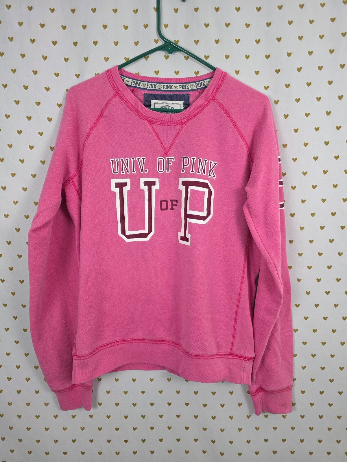 Victorias Secret Pink Vintage University Crew Sweater Shirt Large