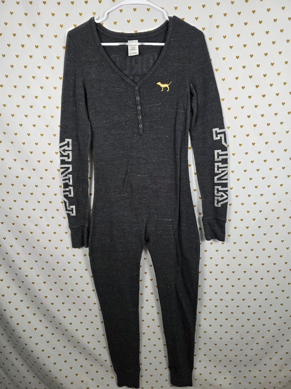 Victoria's Secret PINK Union Suit M World's Greatest Wrapper Sequin Pajamas