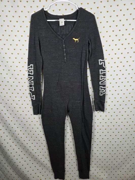 Victoria's Secret PINK Union Suit M World's Greatest Wrapper Sequin Pajamas