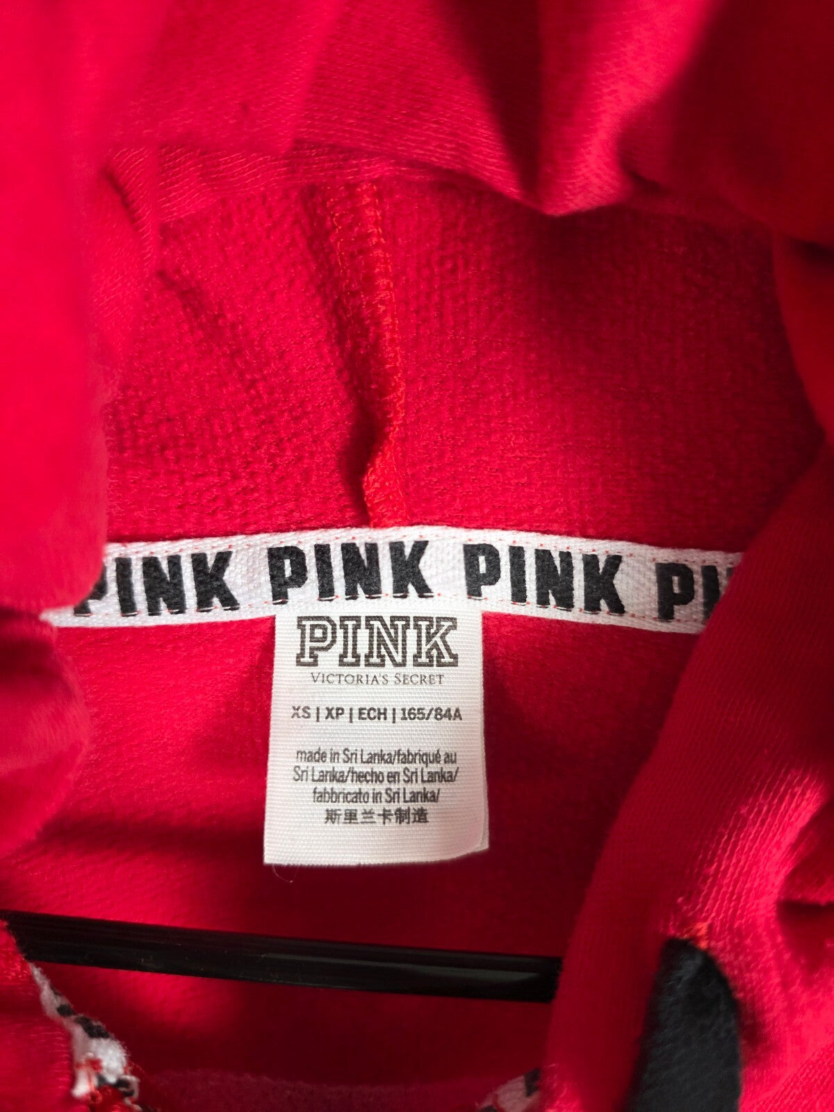 Victorias Secret Pink BLING DOG Mermaid Sequin SET Hoodie Sweats Red XS